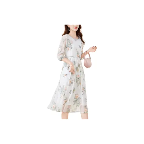 To The West Короткий рукав Платье Женское Белое