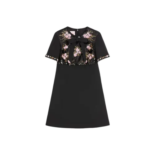 Valentino FW24 Короткое платье с короткими рукавами женское черное