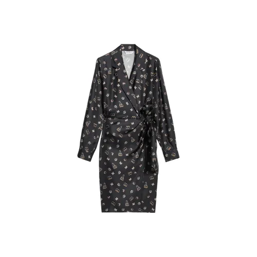 MaxMara Длинное платье с длинными рукавами женское черное