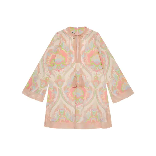 GUCCI SS22 Длинное платье с длинными рукавами женское светло-розовое