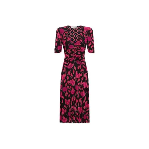Diane von Furstenberg Многоцветные Женские Короткие Платья с Короткими Рукавами