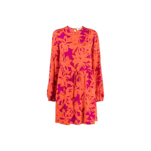 Diane von Furstenberg Длинное платье с длинными рукавами женское оранжевое