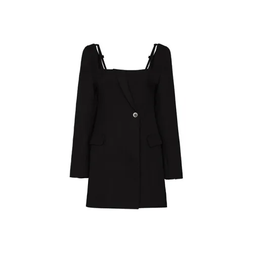 Jacquemus Черное Женское Длинное Платье с Рукавами