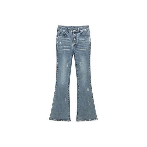 CHUU Джинсы Женские Средний Джинсовый Синий