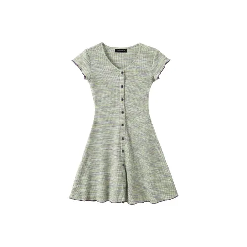 EIDOLON GRAIN Короткий рукав Платье Женское Зеленое