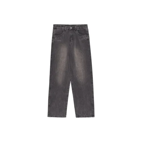 LBPC Прямой крой Брюки Джинсы Унисекс Темно-серый