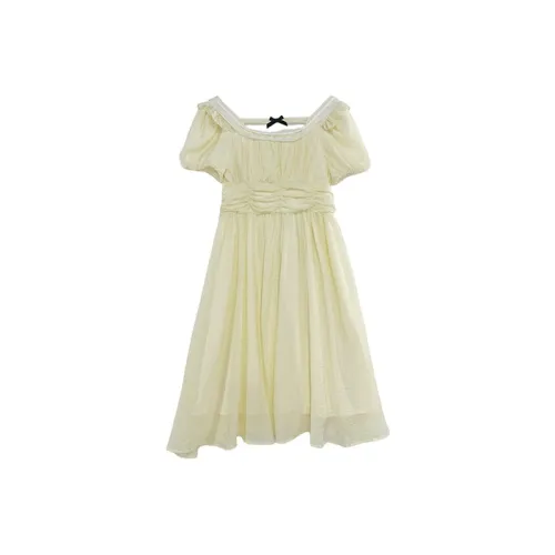 MOPB Короткий рукав Платье Женское Абрикосовое