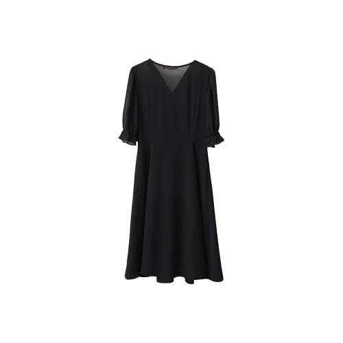 AMII Короткое платье с короткими рукавами женское черное