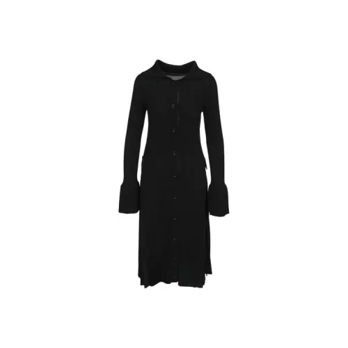 Sacai Черное Женское Длинное Платье с Рукавами