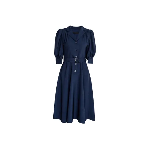 ROEYSHOUSE Короткое платье с короткими рукавами женское темно-синий