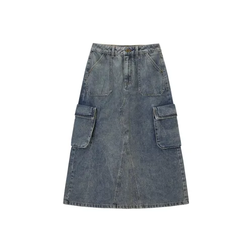 LEDIN Denim Long Skirt Women's Denim Blue