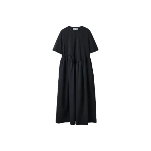 COS Темно-синий Женские Короткие Платья с Рукавами