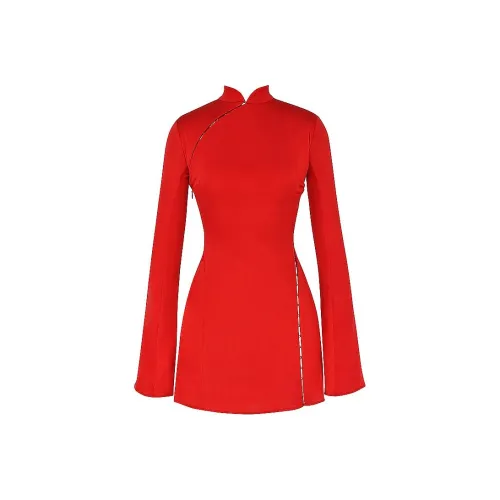 HOUSE OF CB ALYSSA Длинное платье с длинными рукавами женское алый вермильон