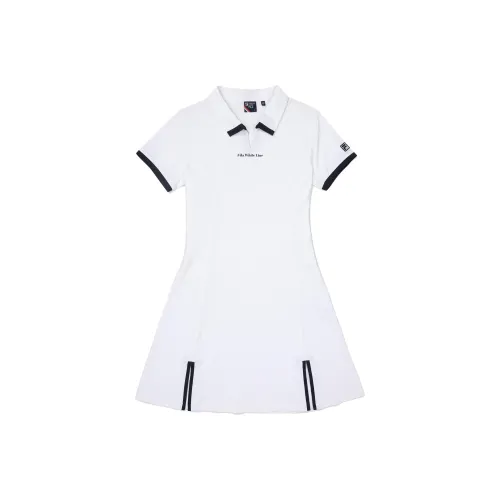 FILA Белое Женское Короткое Платье с Рукавами