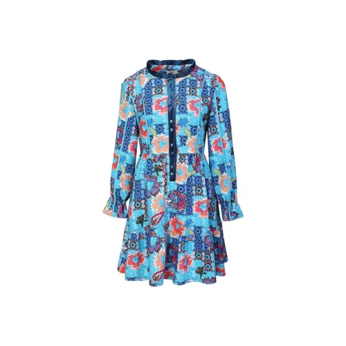 Tanni Длинное платье с длинными рукавами женское синее