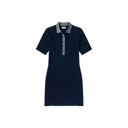 LACOSTE Темно-синий Женские Платья с Коротким Рукавом