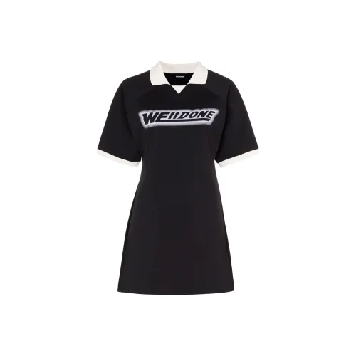 WE11DONE Черное Женское Короткое Платье с Рукавами