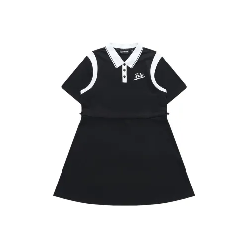 FILA FUSION Короткий рукав Платье Женское Темно-черное