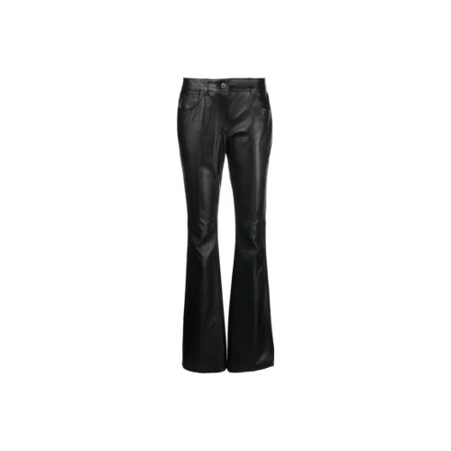 Off Белый черный Женские кожаные брюки