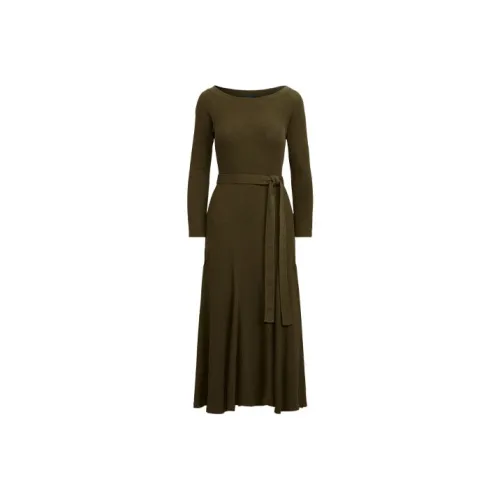 Polo Ralph Lauren SS22 Длинное платье с длинными рукавами женское зеленое