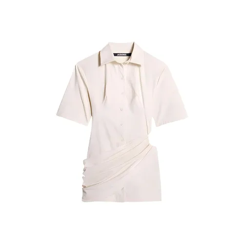 Jacquemus Белое Женское Короткое Платье с Рукавами