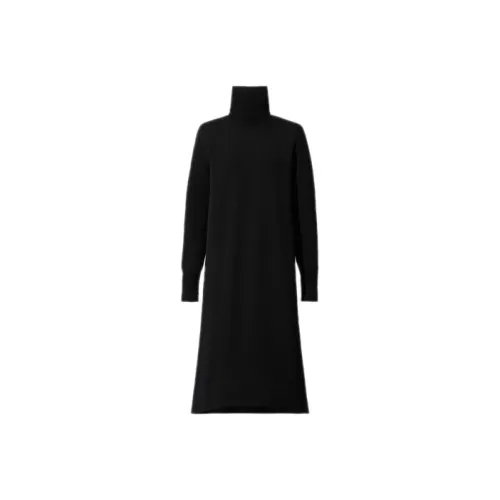 UNIQLO Черное Женское Длинное Платье с Рукавами