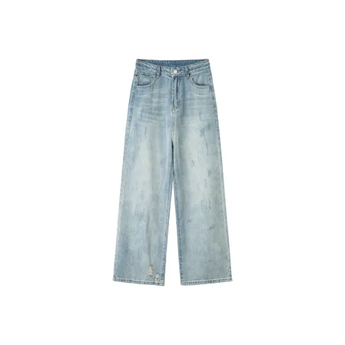 Wen Shan Джинсы Женские Бежевый хаки Синий