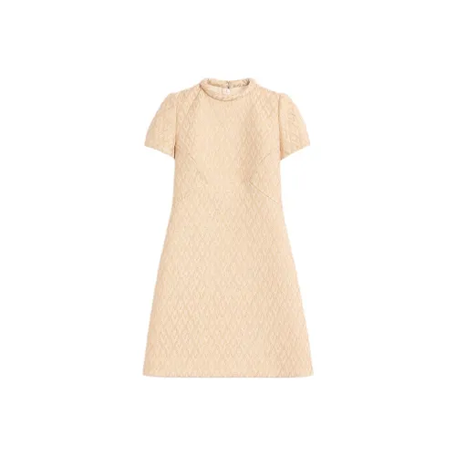 Valentino FW24 Короткое платье с короткими рукавами женское светлый бежевый