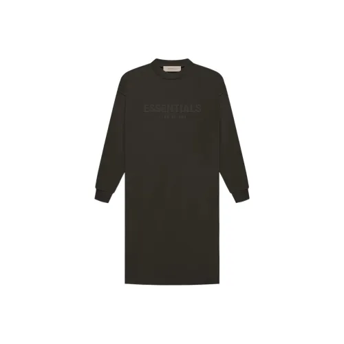Fear of God Essentials Серый черный Женские Длинные Платья с рукавами