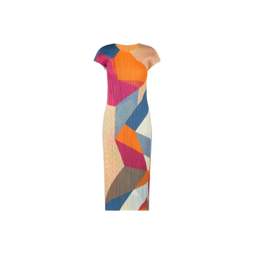 PLEATS PLEASE ISSEY MIYAKE Многоцветные Женские Короткие Платья с Рукавами