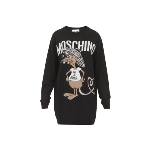 MOSCHINO Черное Женское Длинное Платье с Рукавами