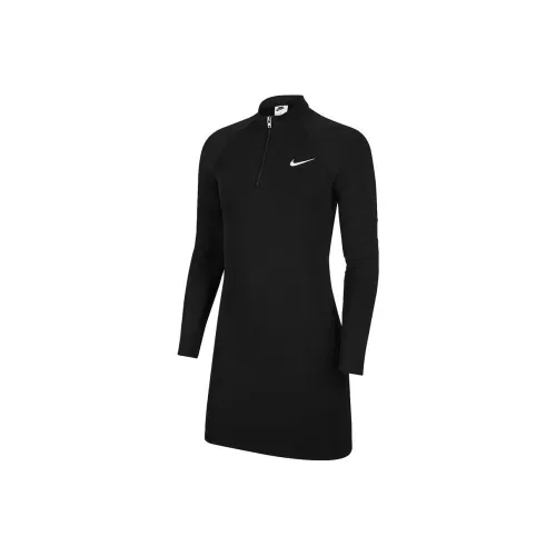 NIKE Черные Женские Длинные Платья с Рукавами