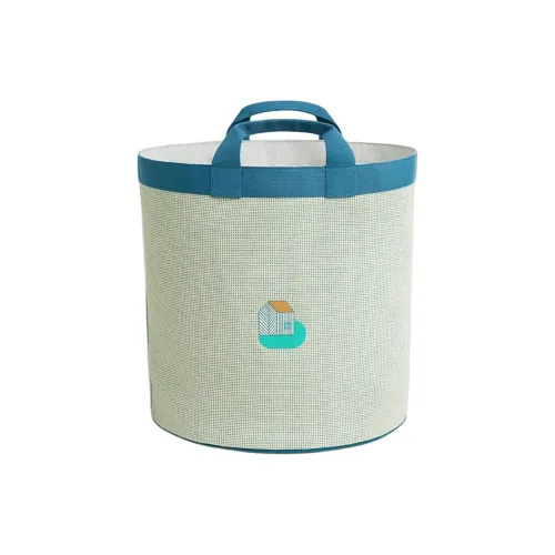 HERMES Les Cabanes Хлопок Сумка Большая Унисекс Синий Бежевый Желтый