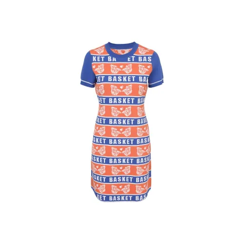 XII BASKET Короткий рукав Платье Женское Оранжевый Красный