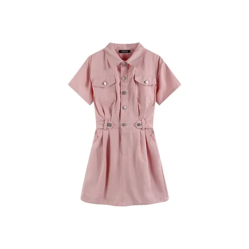 ONNFB Короткий рукав Платье Женское Розовое