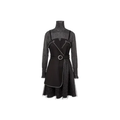 LOFT SHINE Черное Женское Длинное Платье с Рукавами