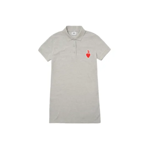 Mlb Base Logo Короткий рукав Платье Женское Светло-серое