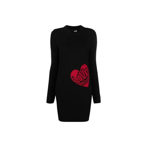 LOVE MOSCHINO Черное Женское Длинное Платье с Рукавами