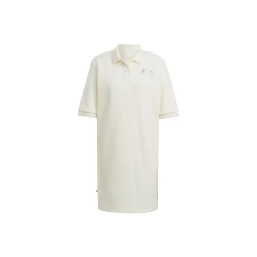 Adidas Originals Cherry Blossom Limited Series Короткий рукав Платье Женское Айвори