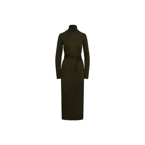 Polo Ralph Lauren FW22 Длинное Платье с Длинными Рукавами Женское Зеленое