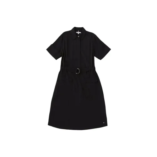 Tommy Hilfiger SMD AF FLUID UTLTY MIDI SS DRE Короткий рукав Платье Женские Черный