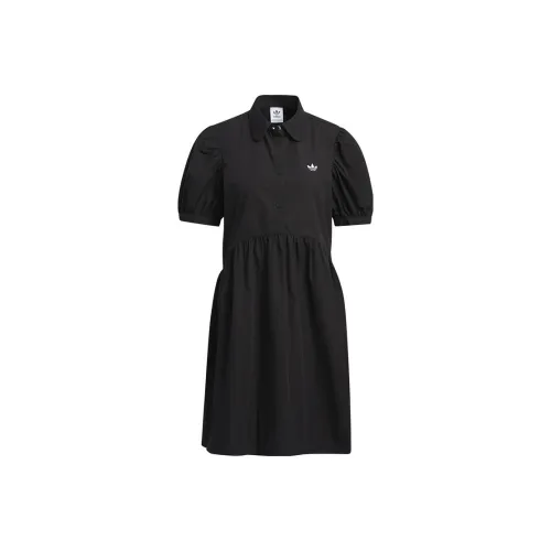 Adidas Originals Короткий рукав Платье Женское Черное