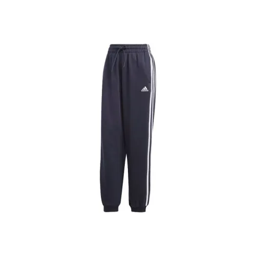 Adidas Essentials 3 Stripes French Terry Свободный крой Joggers Вязаные тренировочные штаны Женские Ink Синий