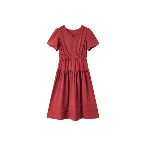 EICHITOO Короткий рукав платье женское красное