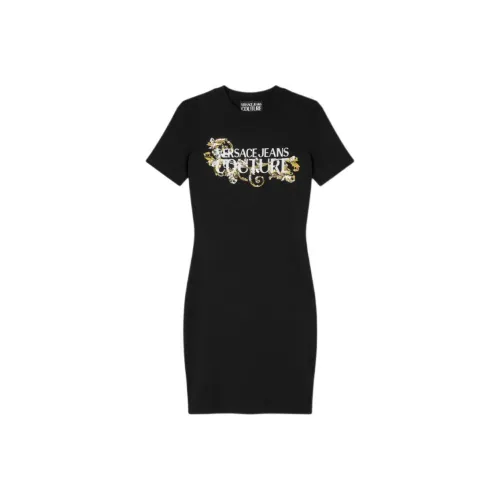 FANSIZHE Короткий рукав Платье Женское Черное Золото