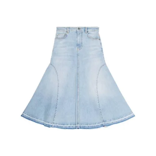 GANNI Denim Long Skirt Women's Light Blue