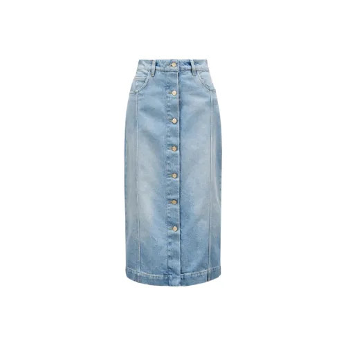 Moncler Denim Long Skirt Women's Denim Blue