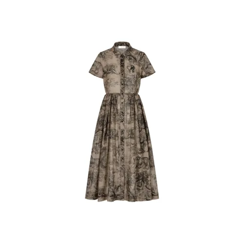 DIOR FW22 Короткий рукав Платье Женское Цвет Фундуковый