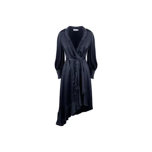 Zimmermann Длинное платье с длинными рукавами женское морской синий