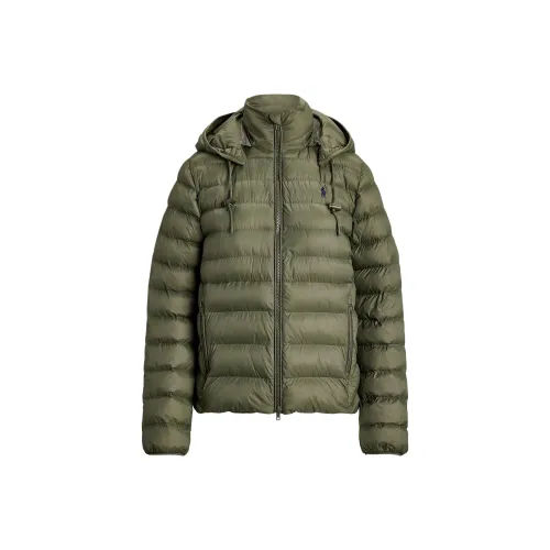 Polo Ralph Lauren Хлопковый пуховик женский оливково-зеленый